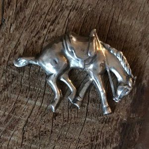 Vintage STERLING SILVER Bucking Horse Pin/Broach Western/Cowgirl